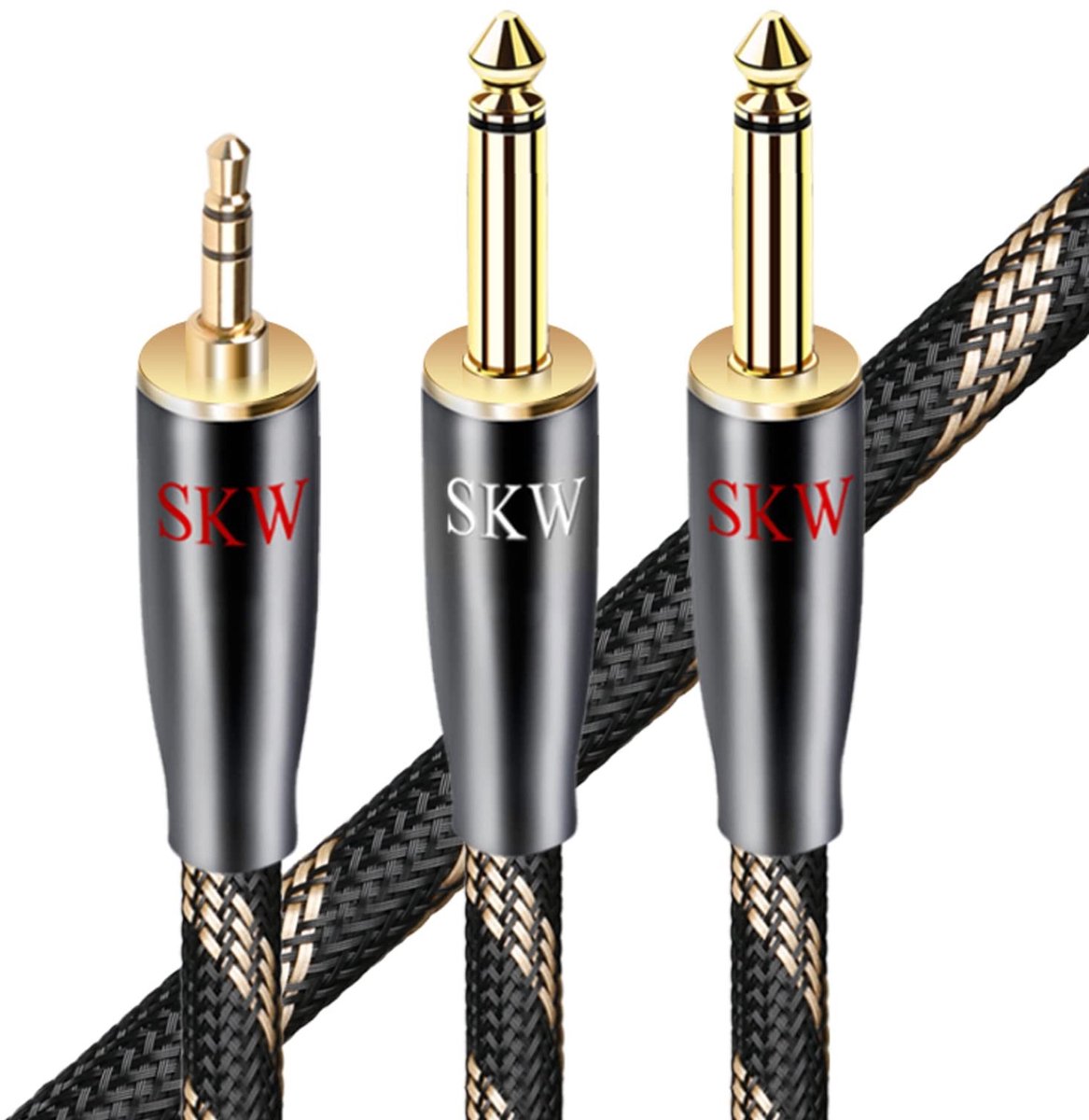 Solidchoice - 3.5mm Jack naar Dubbele 6.35mm Y Audio Splitter Kabel