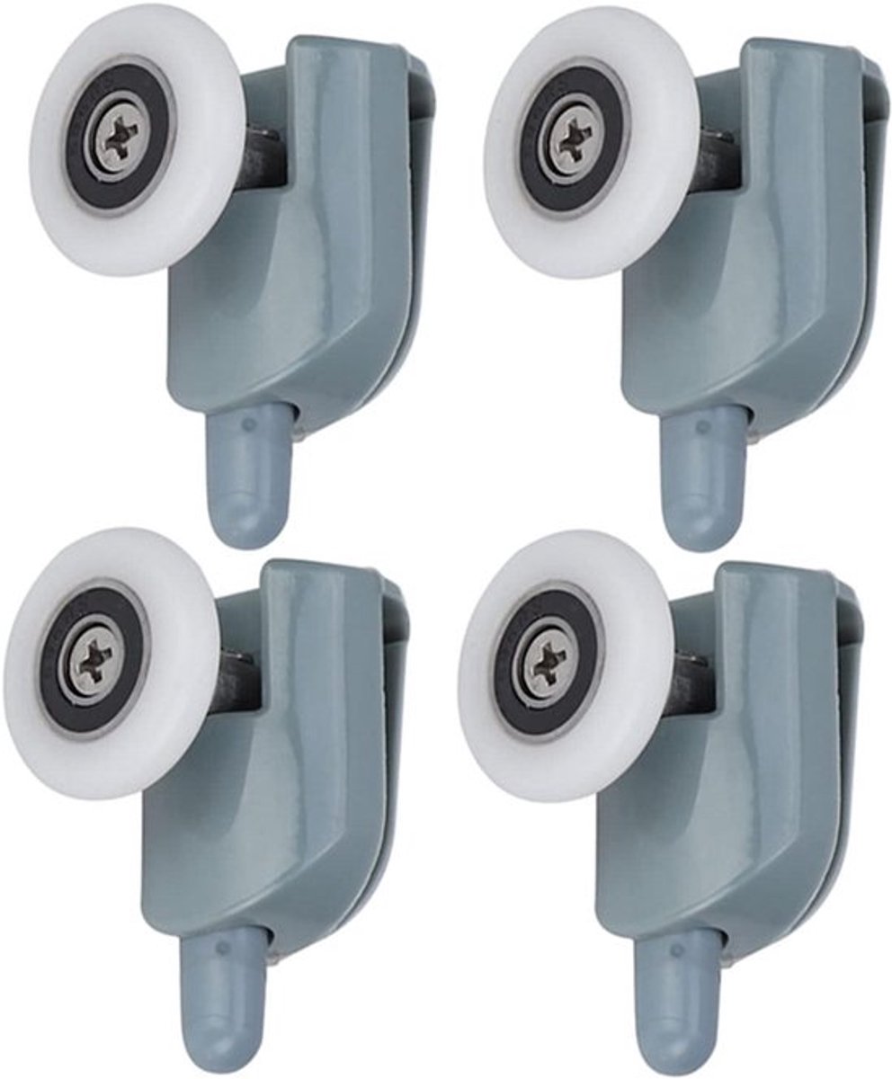 Dubbele douchecabine wielen - Vervangende haken - 25 mm wieldiameter - Glazen schuifdeur - Top & Bottom wielen - Set van 4 - Geschikt voor thuisgebruik - Transparant