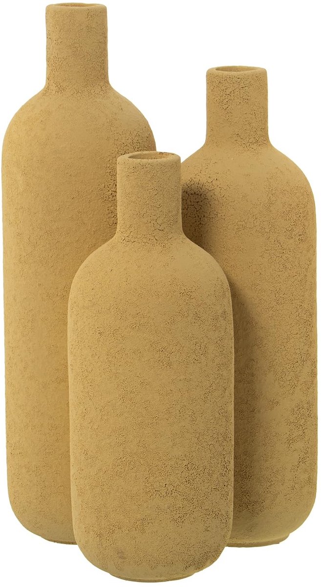 Solidchoice - Drie Keramische Flessen in Geel 16 x 16 x 30 cm