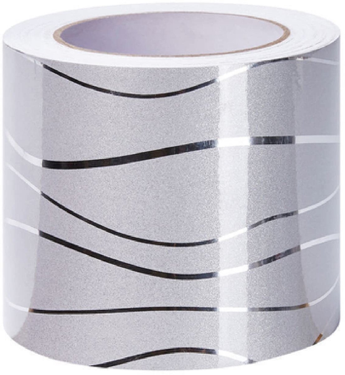 Solidchoice - Zelfklevende Wandrand met Zilver Golfpatroon 10cm x 500cm