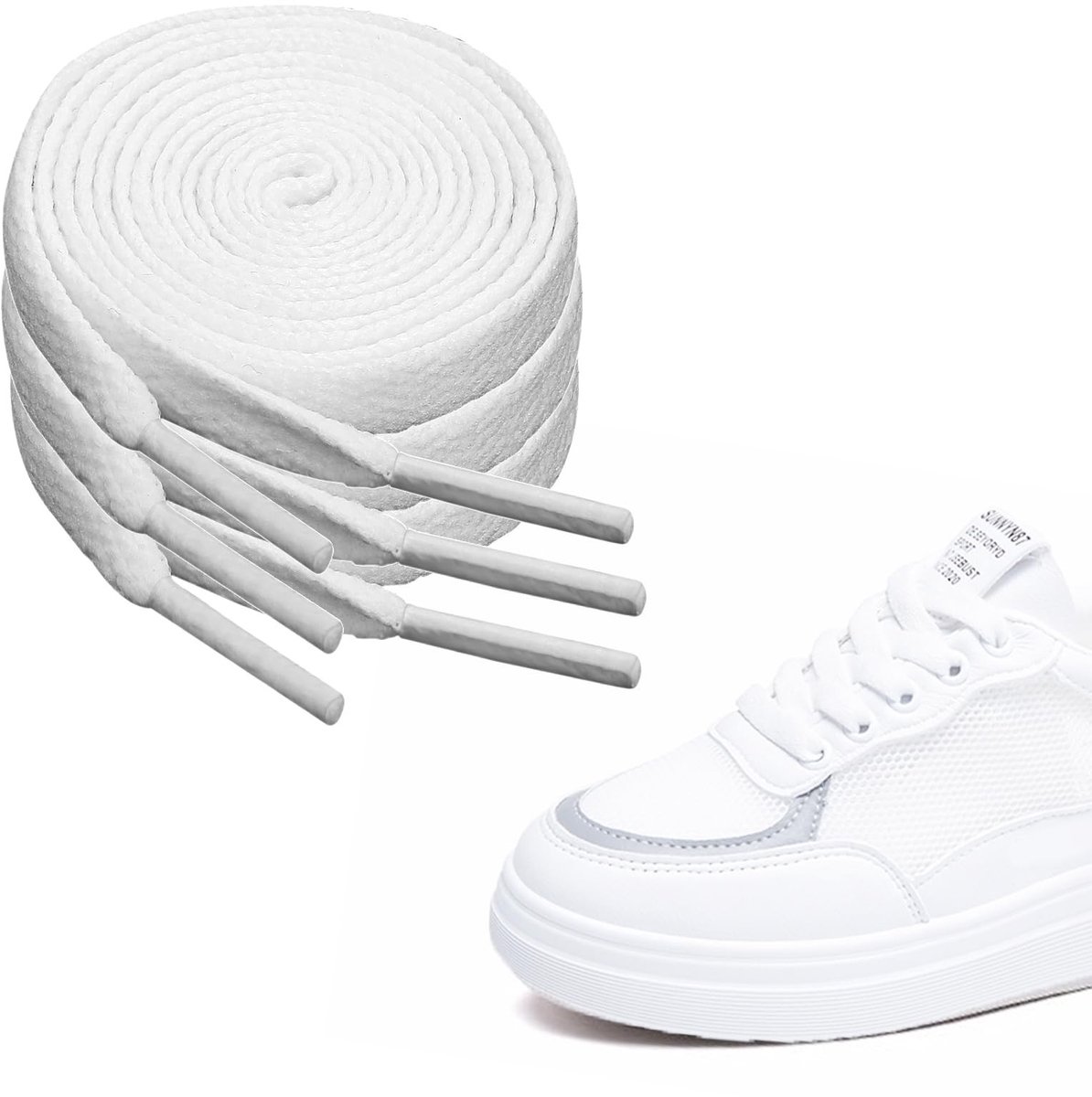 Solidchoice - 3 Pairs Witte Schoenveters 140 cm voor Sportschoenen