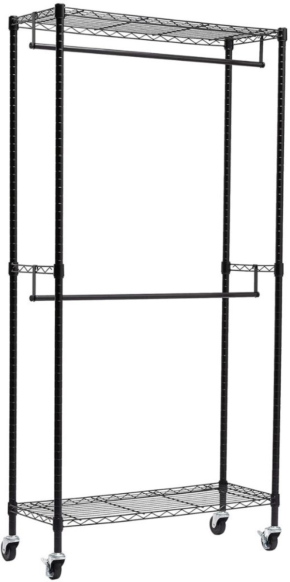 LNMsolutions® Kledingrek - Kledinghangers - Garderoberek - Zwart - 36cm x 91cm x 183cm