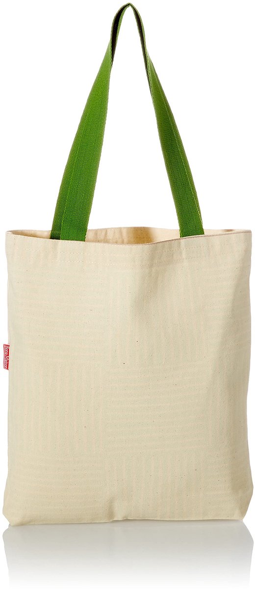 Solidchoice - Herbruikbare Katoenen Tas met Lange Groene Handvatten 34x40 cm