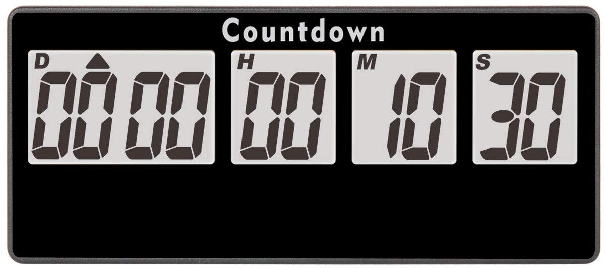 Solidchoice - Digitale Countdown Klok met Geluid voor Evenementen en Herinneringen in Zwart