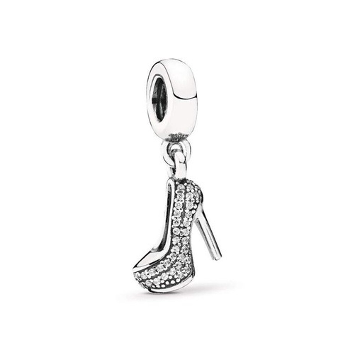 Fler® | Bedel | Past op populaire bedelarmbanden (standaard - 3mm) | Hoge Hak Bedel – Stiletto – Pumps | Hangbedel Charm | 925 sterling zilver | Transparante zirkonia | Valentijnsdag Cadeau | Sinterklaas kado | Kerstcadeau | Verjaardagsgeschenk