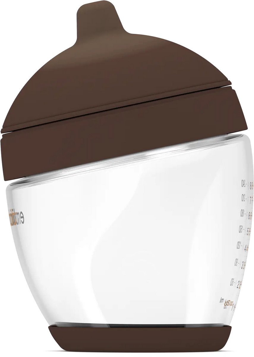 Emulait Classic Glazen Babyfles - Kleur: Rich - Maat: 1 - 240 ml - borstvormig - natuurlijk voeden - anti-koliek - bpa-vrij