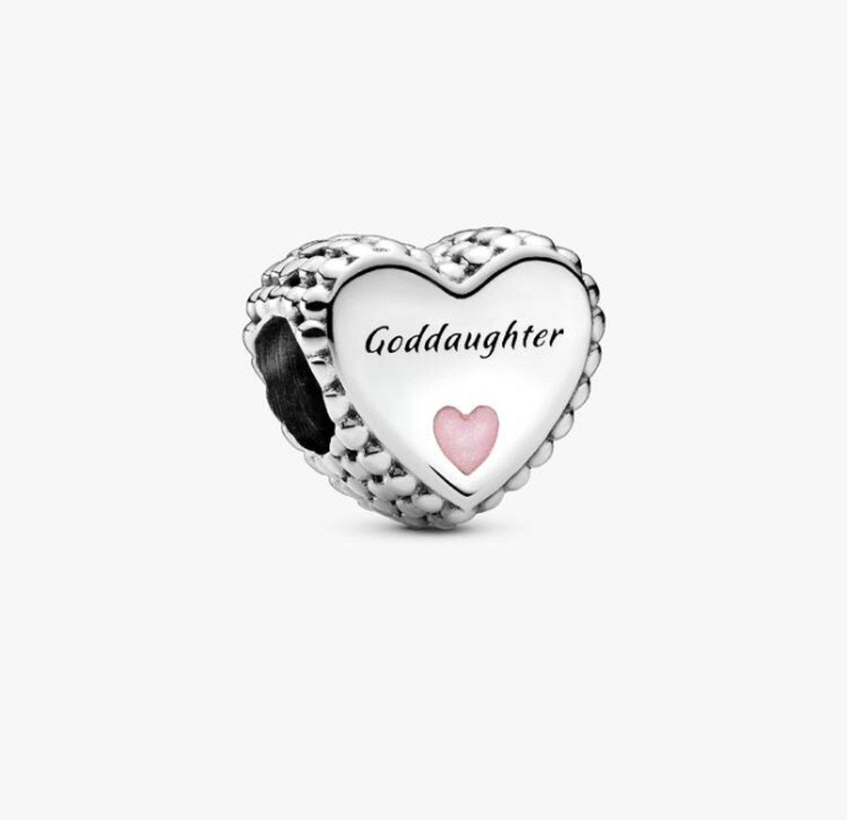 Fler® | Bedel | Past op populaire bedelarmbanden (standaard - 3mm) | Peetdochter Hart Bedel – Goddaughter – Peetkind | Hangbedel Charm | 925 sterling zilver | Roze emaille | Valentijnsdag Cadeau | Sinterklaas kado | Kerstcadeau | Verjaardagsgeschenk