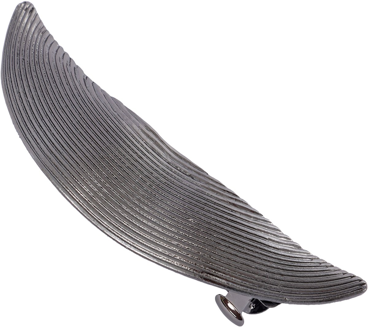 Emilie collection - Haarspeld - Metallic zilver antraciet – Gebogen minimalistische haarclip - 10 x 2,5 cm