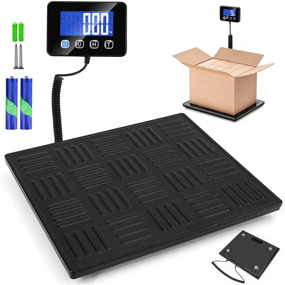 Elektronische Weegschaal - Platformweegschaal - Industriele Weegschaal - Pakketweegschaal - Verzendweegschaal - Hoge Precisie - 300KG - LCD - Tarra & Hold - Vergrendeling - Digitale Weegschaal - Voor Magazijn & Bagage & Pakketten & Huisdieren
