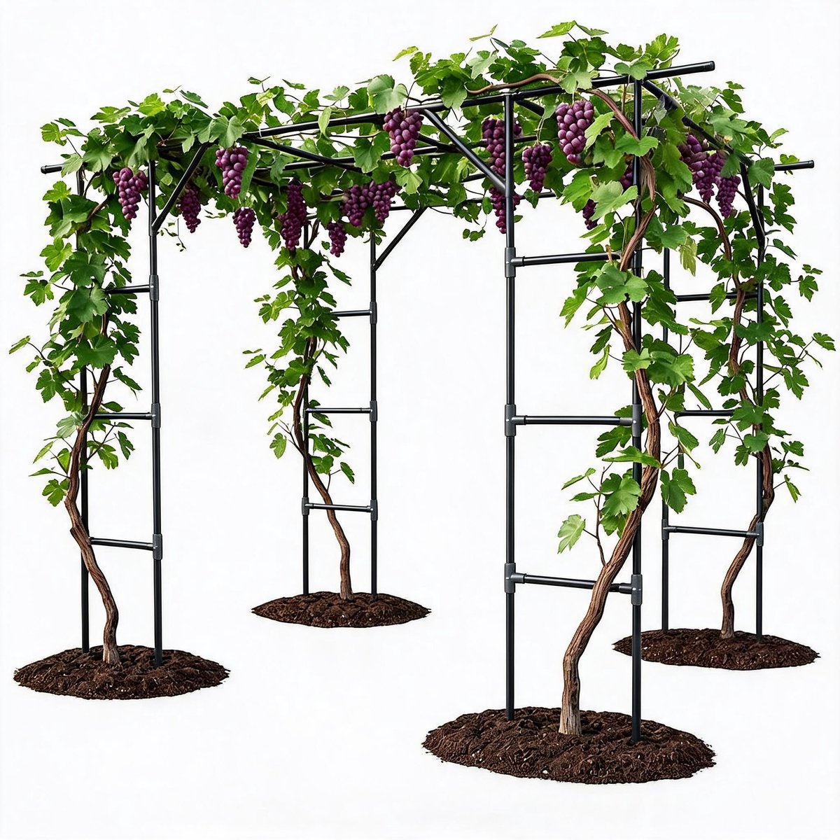 Danky grote tuinklimsteun voor buiten, dubbelpoot druivenboog 240×200×240 cm, zwarte PE-gecoat gedraaide buizen – plantsteun voor komkommers, tomaten en rozen