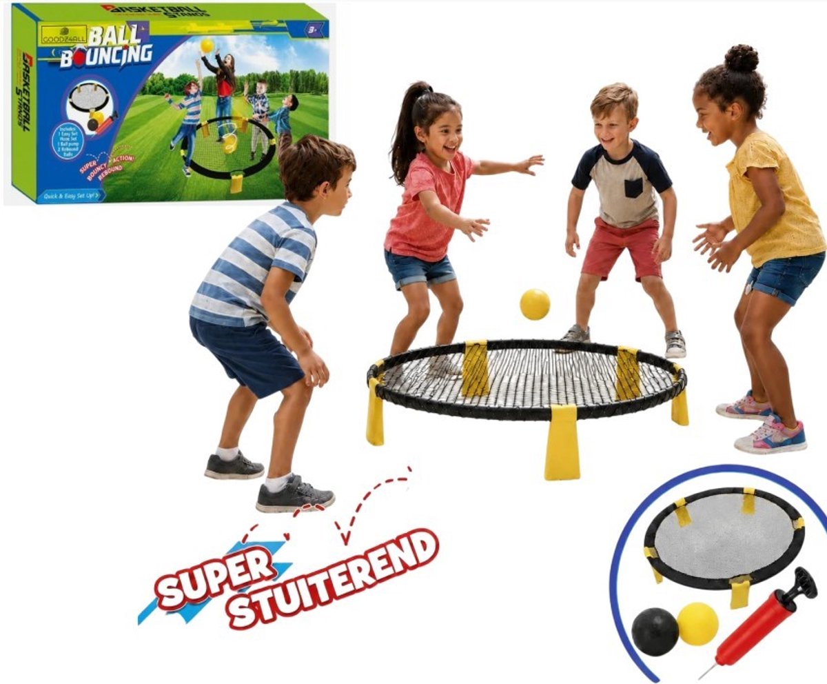 Goodz4All Roundnet voor Kinderen – Buitenspel met Net – 2 Ballen & Pomp – 91 cm – Tuinspel & Strandspel – Vanaf 3 Jaar