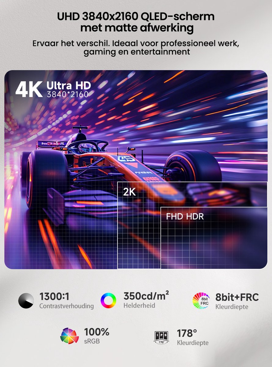 UPERFECT 23.8-inch draagbare monitor met geïntegreerde houder, 3840x2160 QLED 4K, USB-C thumbnail 5