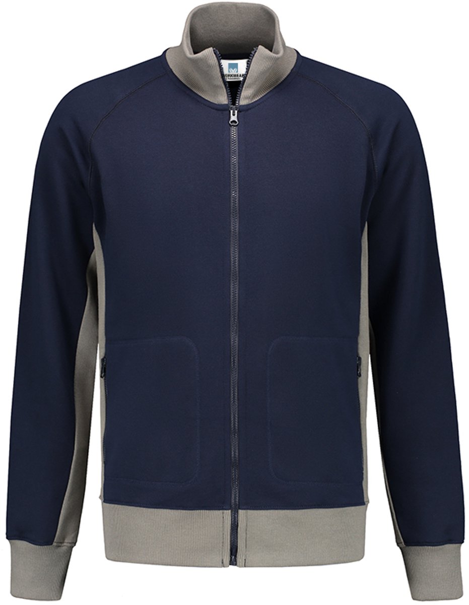 Lemon & Soda contrast vest in de kleur donkerblauw met pearl grey in de maat XXL