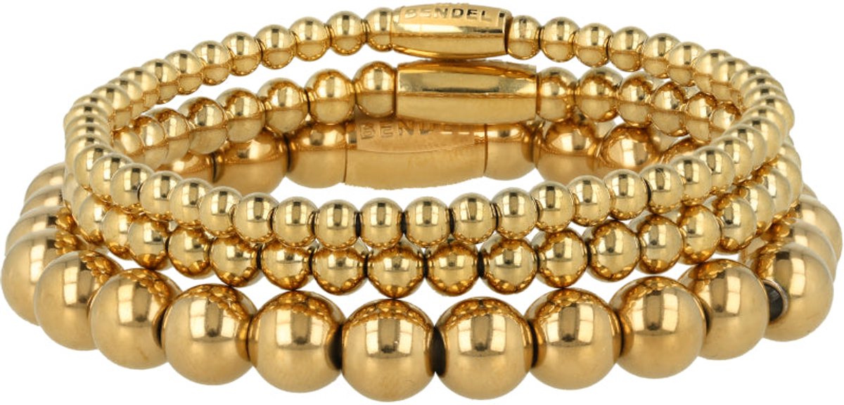 My Bendel - Goudkleurige Kralenarmbanden Set - met Luxe Cadeauverpakking | Sieraden Voor Dames | One-size