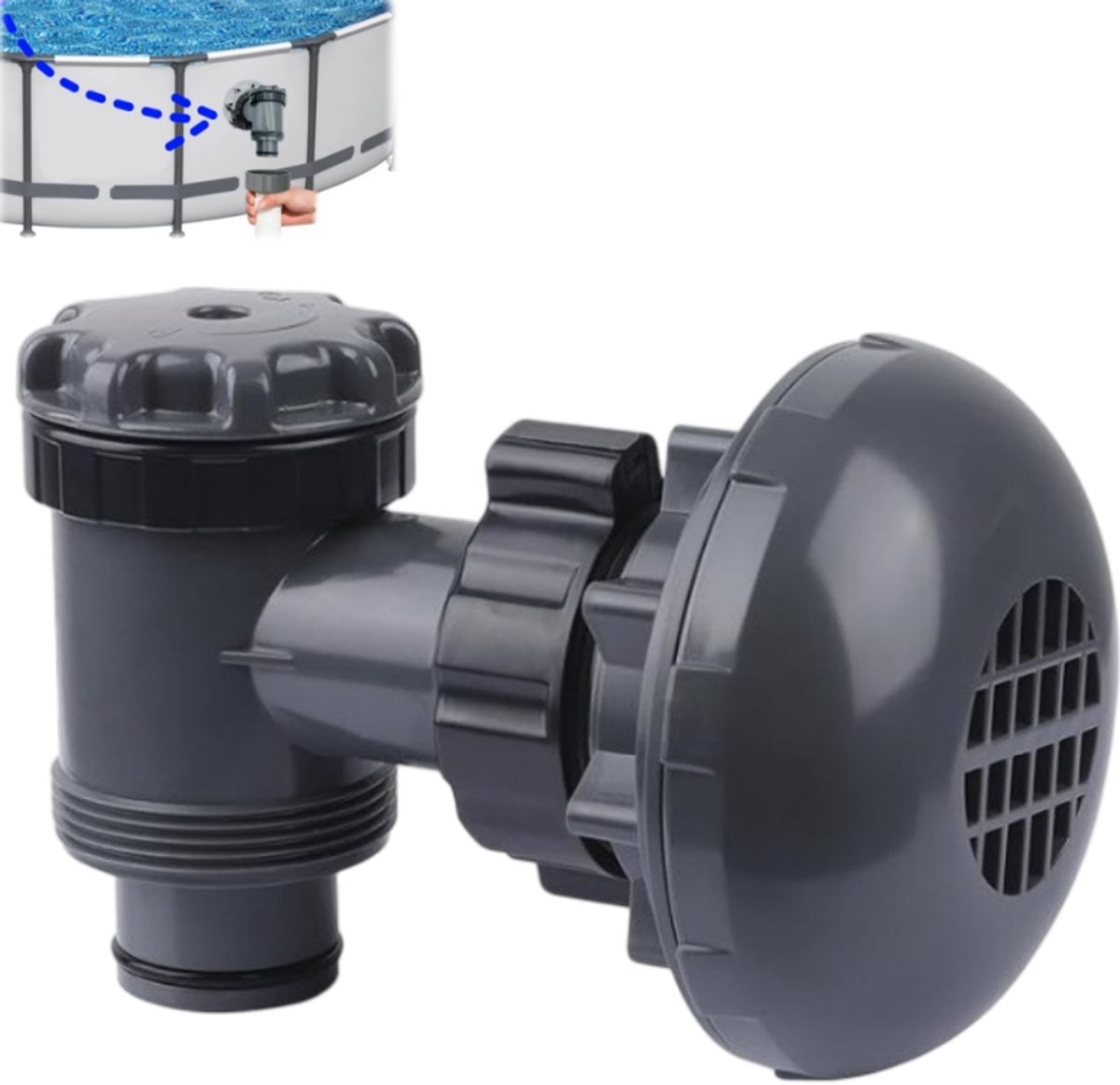 Zwembadplunjerklep – P6H1317 filterplunjerklep – aan/uit-plunjerklep – compatibel met INTEX, Hnemix, Bestway en Coleman aan/uit-plunjerkleppen – zwembadaccessoires – grijs