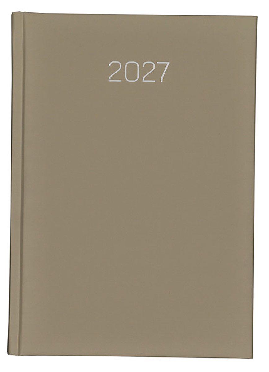 MGPcards - Bureau Week-agenda 2027 - H72 - formaat A5 - week - 7 dagen 2 pagina's - Nederlandstalig - Made in Italy - Gewatteerde omslag - 14.8 x 21 cm - Mat Taupe