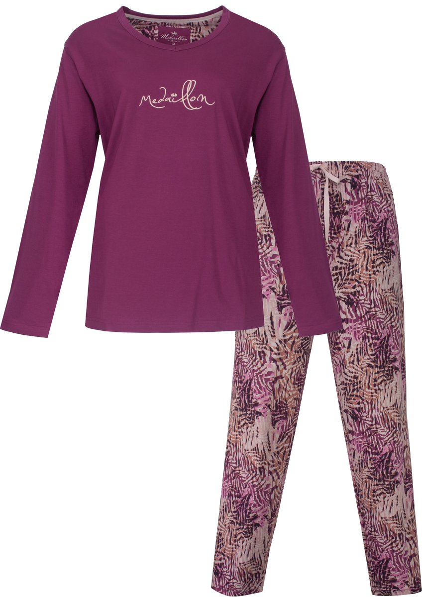 Medaillon Dames Pyjama - Lange Mouwen - Violet - Maat L