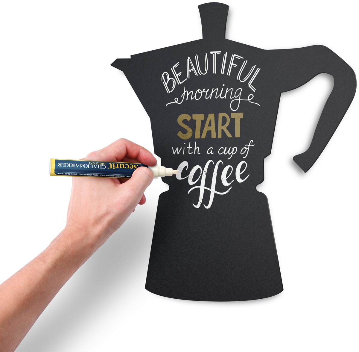 Securit® Silhouette Moka wandkrijtbord in zwart