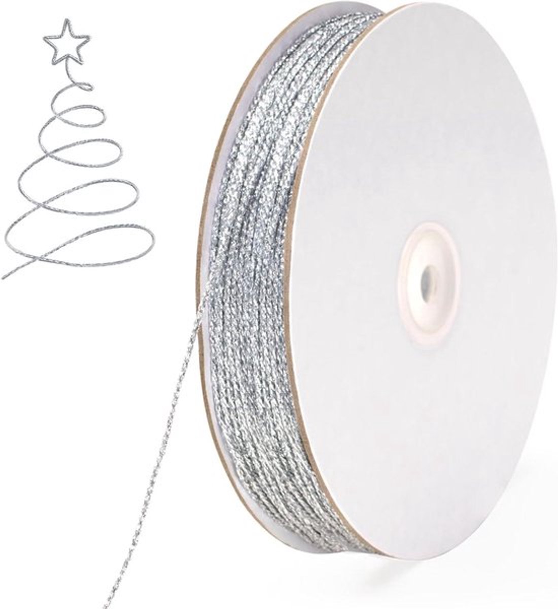 100 meter Zilver Kerstkoord 1,5 mm voor Knutselwerk en Cadeauverpakkingen