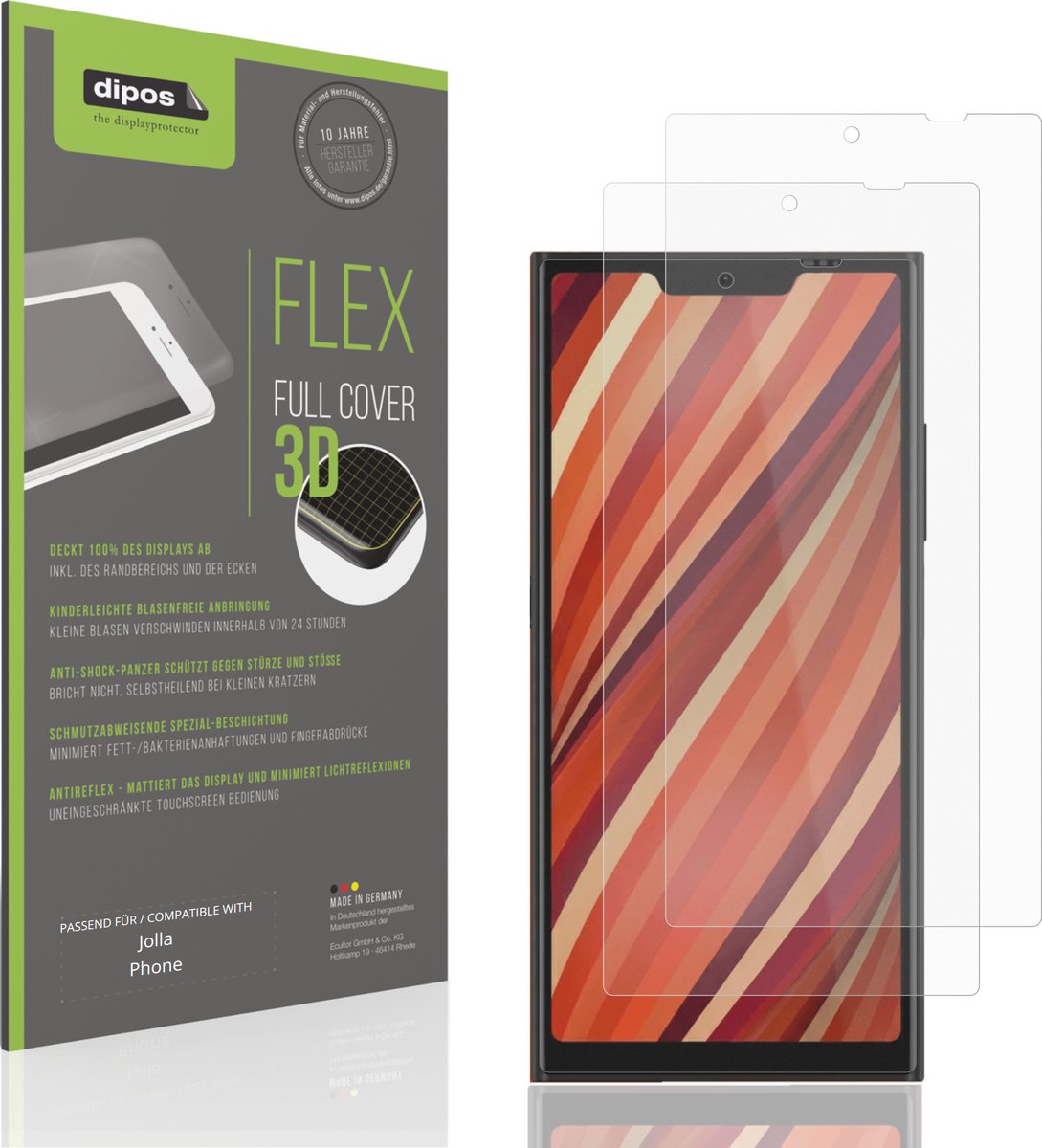 dipos FLEX – 2x Matte Screenprotector geschikt voor Jolla Phone | Volledige Schermbescherming | Case-Friendly