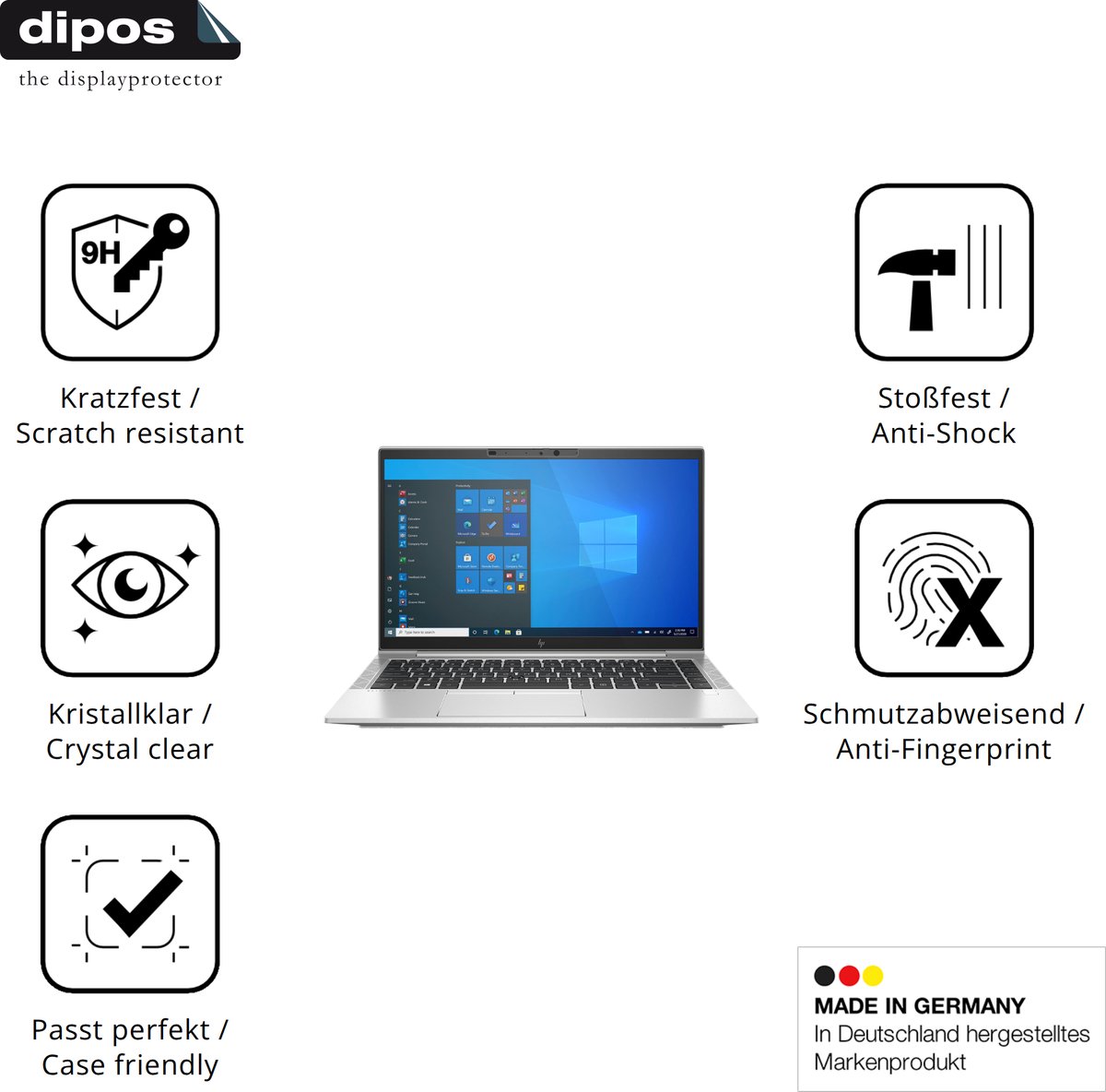 dipos – 2x Pantserfolie geschikt voor HP EliteBook 840 G8 14 Zoll | 9H Screenprotector