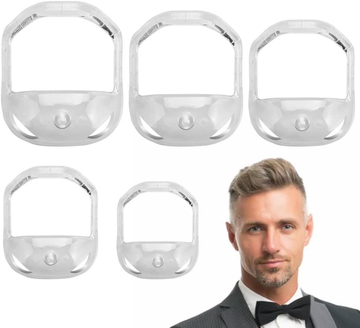 Goatee Vormgereedschap voor Mannelijke Baardverzorging, 5-delige Transparante Baardstyling Sjabloon, Inclusief 5 Maten voor Perfecte Styling