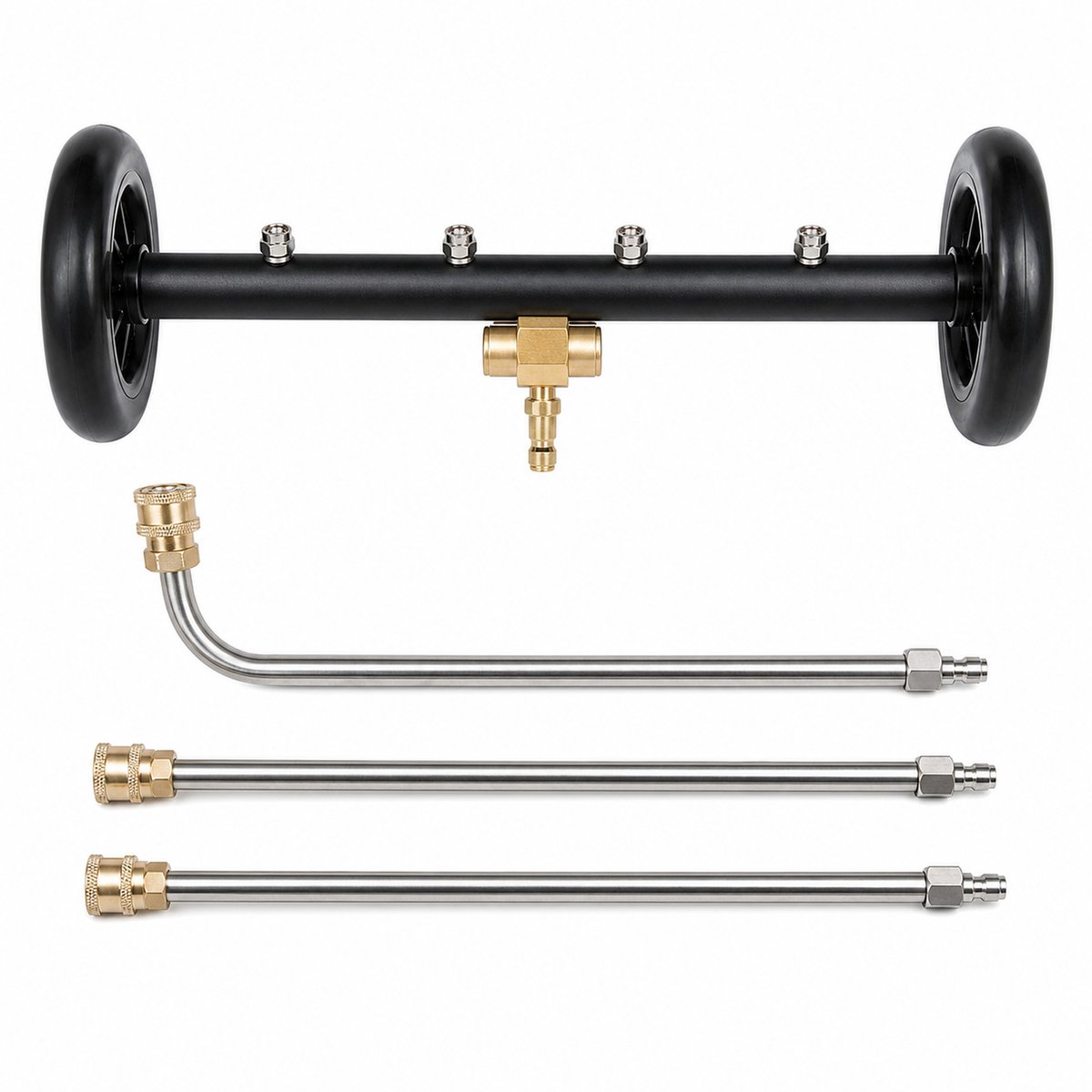 JustValue 2-in-1 Onderstelreiniger en Waterbezem - 40 cm - 4 Sproeiers - 6,35 mm Quick Connect - 103-276 bar