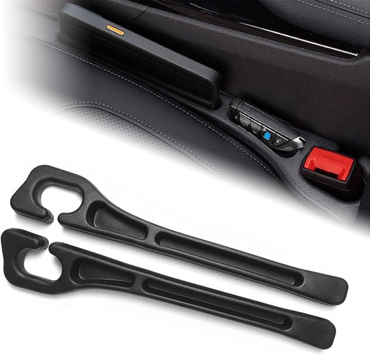 Auto Stoel Gleuf Organizer Set van 2, Stoelgleufvuller voor Auto en Vrachtwagen, Auto Accessoire voor Opbergen en Interieur