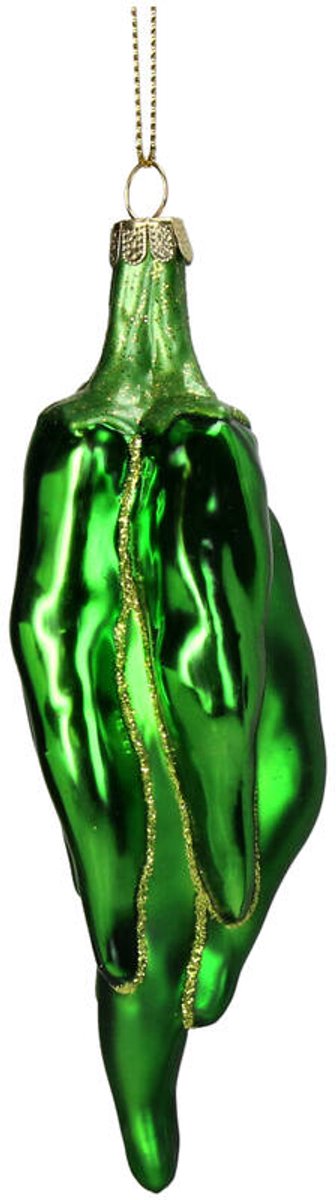 HD Collection Glazen Kerstornament Groene Chilipeper – 14,6 cm – Kersthanger – Kerstdecoratie