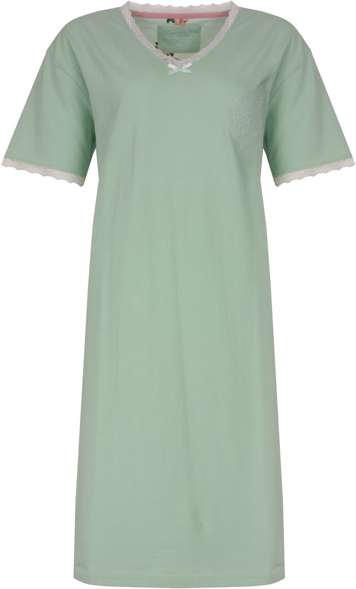 Tenderness Dames Nachthemd - Korte Mouwen - Groen - Maat L