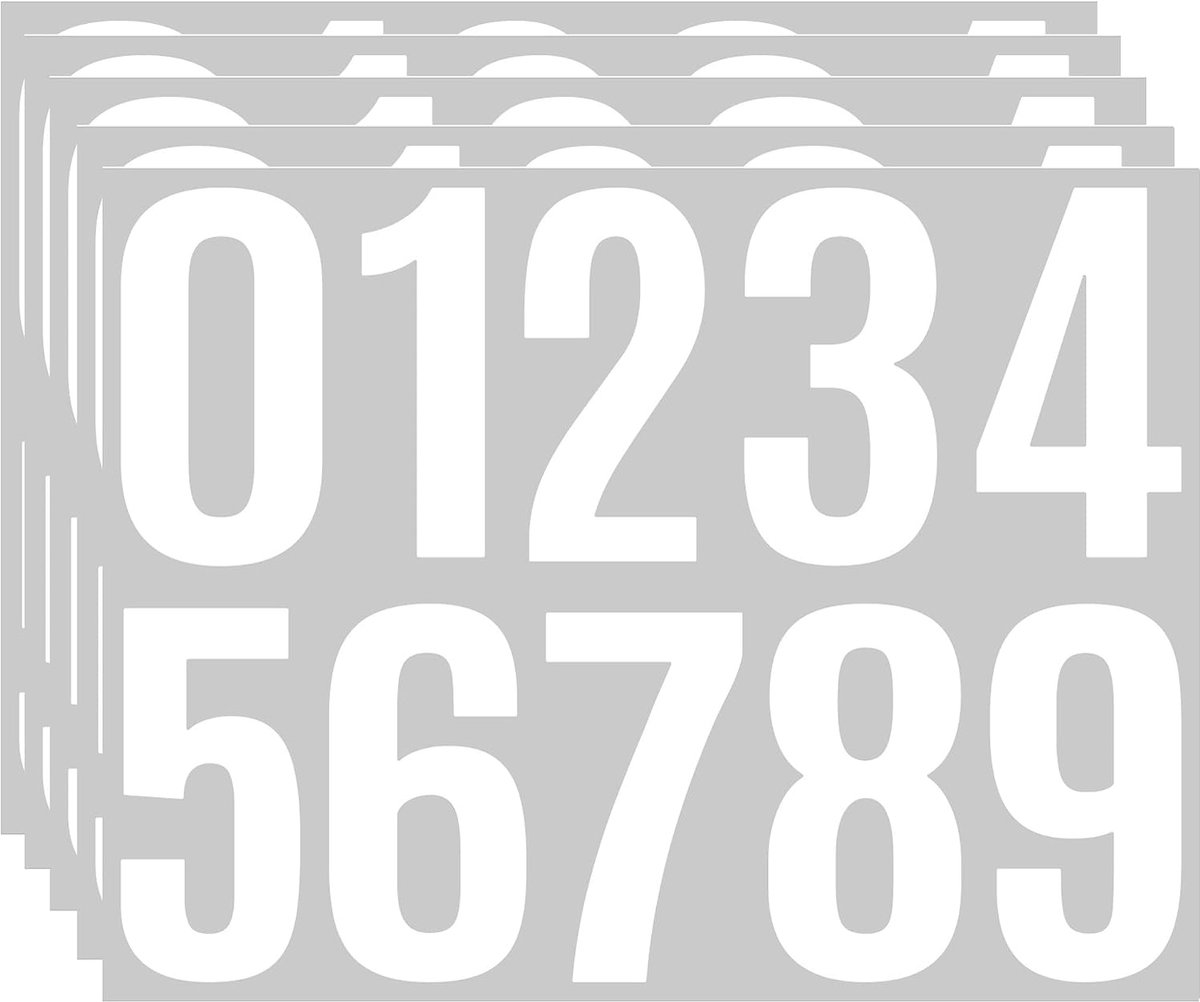 KZQ 20 vellen weerbestendige witte cijferstickers 0-9 van 10 cm, zelfklevend voor huisnummer, brievenbus en vuilnisbak, geschikt voor binnen en buiten gebruik