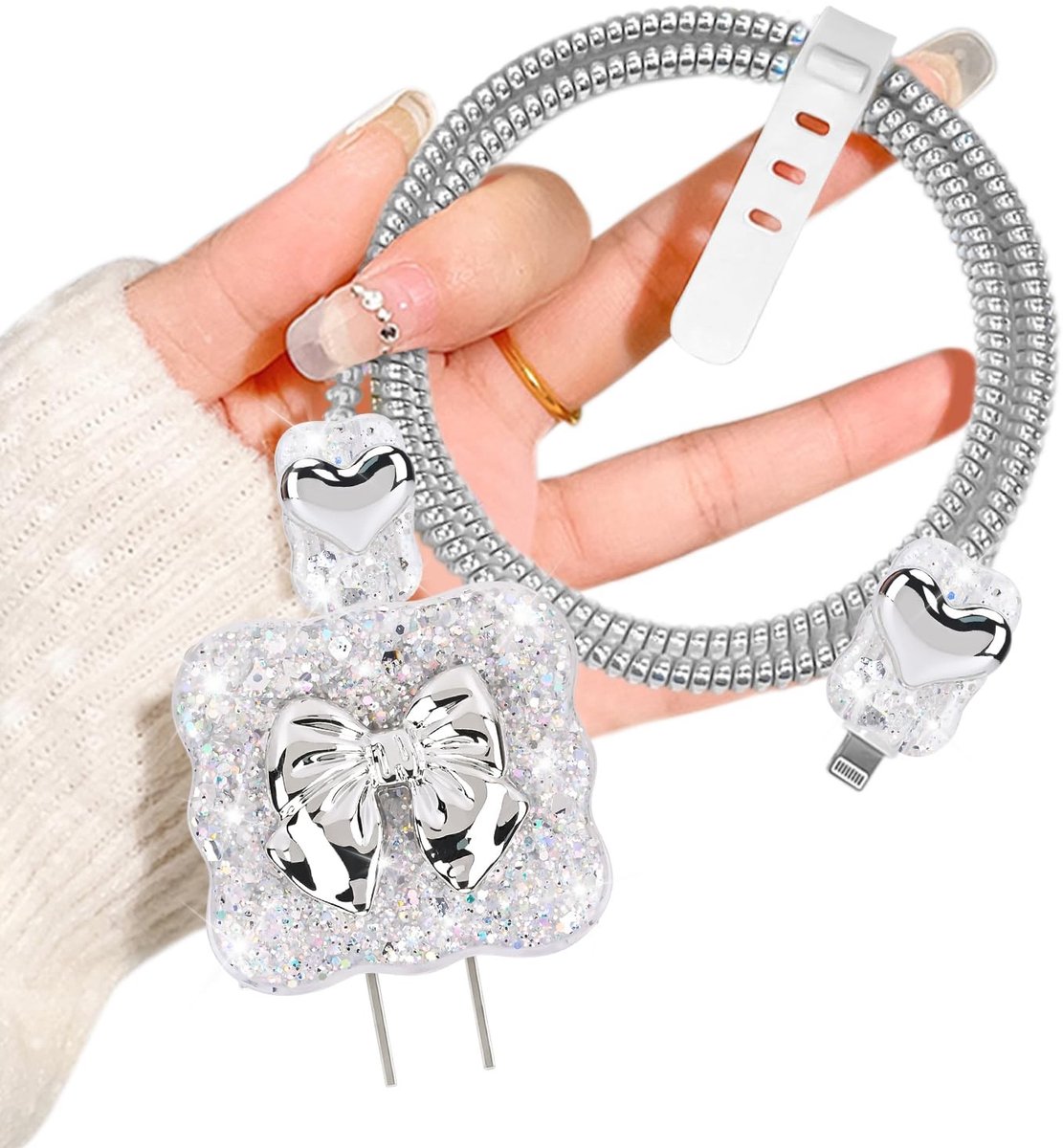 Solidchoice - Oplaadkabel Bescherming Kit met Glitter Design voor iPhone