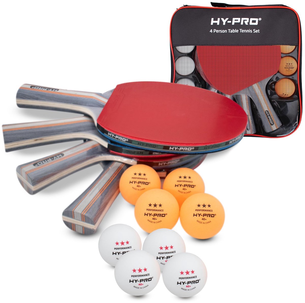 Solidchoice - Tafeltennisset met Rackets en Ballen voor 4 Spelers