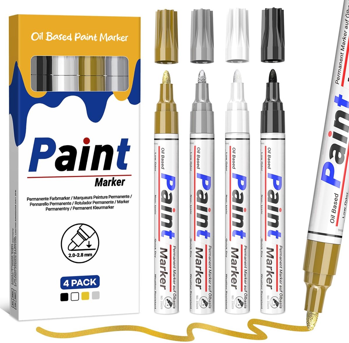 Solidchoice - Set van 4 Permanent Verfmarkers voor Diverse Oppervlakken