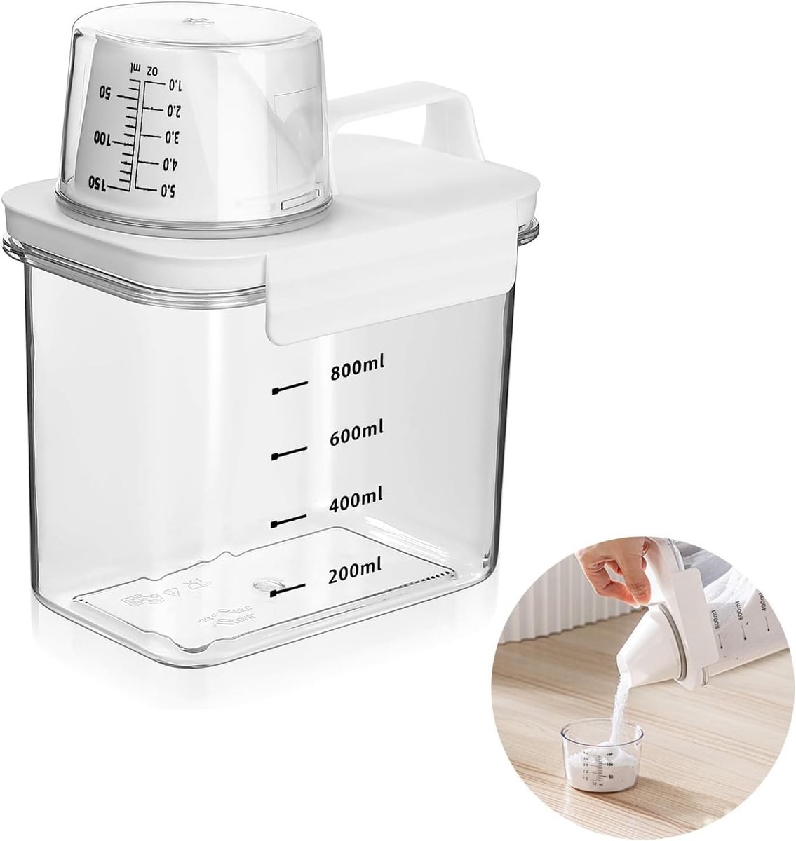 Solidchoice - Transparante Opslagbox voor Wasmiddel, 1100 ml