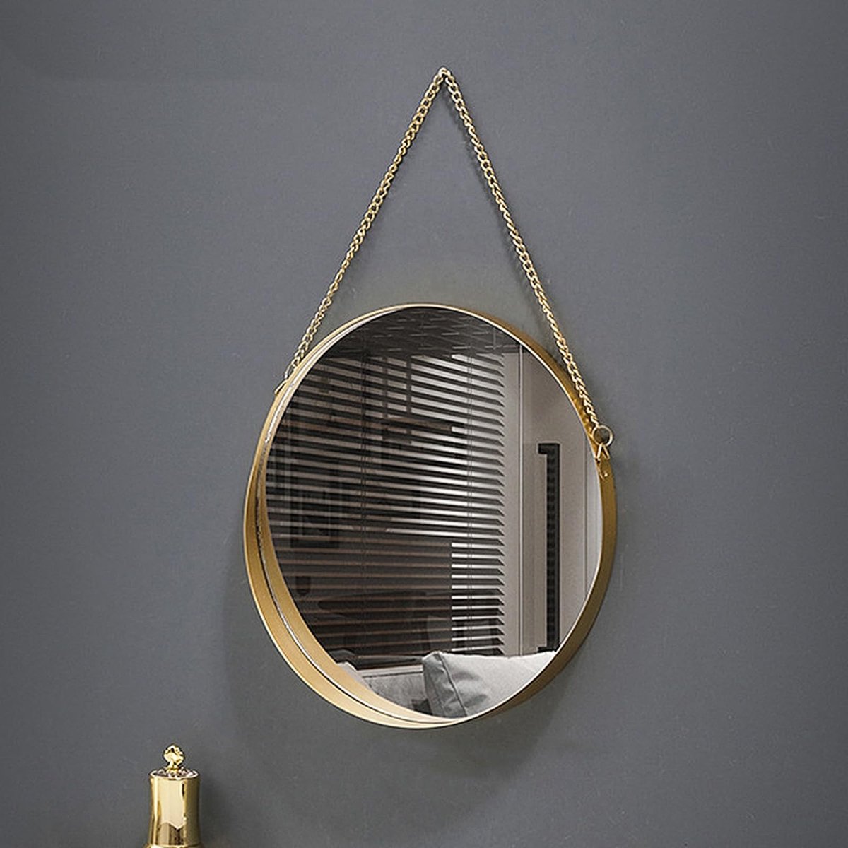 Solidchoice - Gouden Wandspiegel met Ketting voor Badkamer en Slaapkamer
