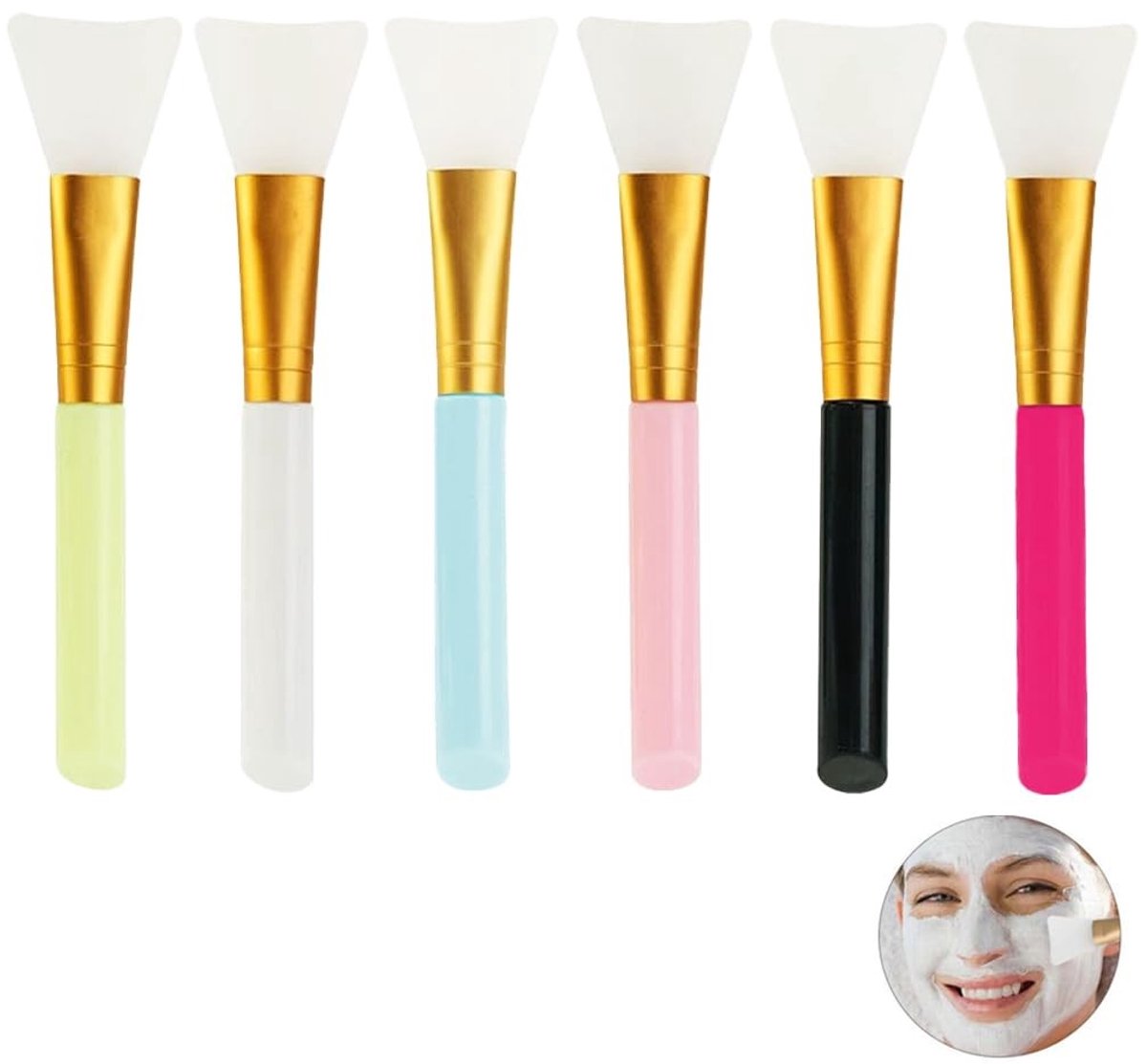 Solidchoice - Set van 6 Silicone Maskerborstels voor Gezichtsverzorging