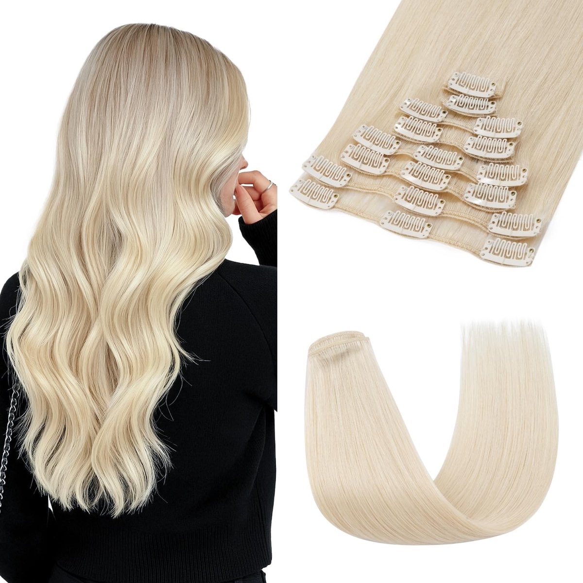 Solidchoice - Clip-In Real Hair Extensions 60 cm Natuurlijke Haarlook