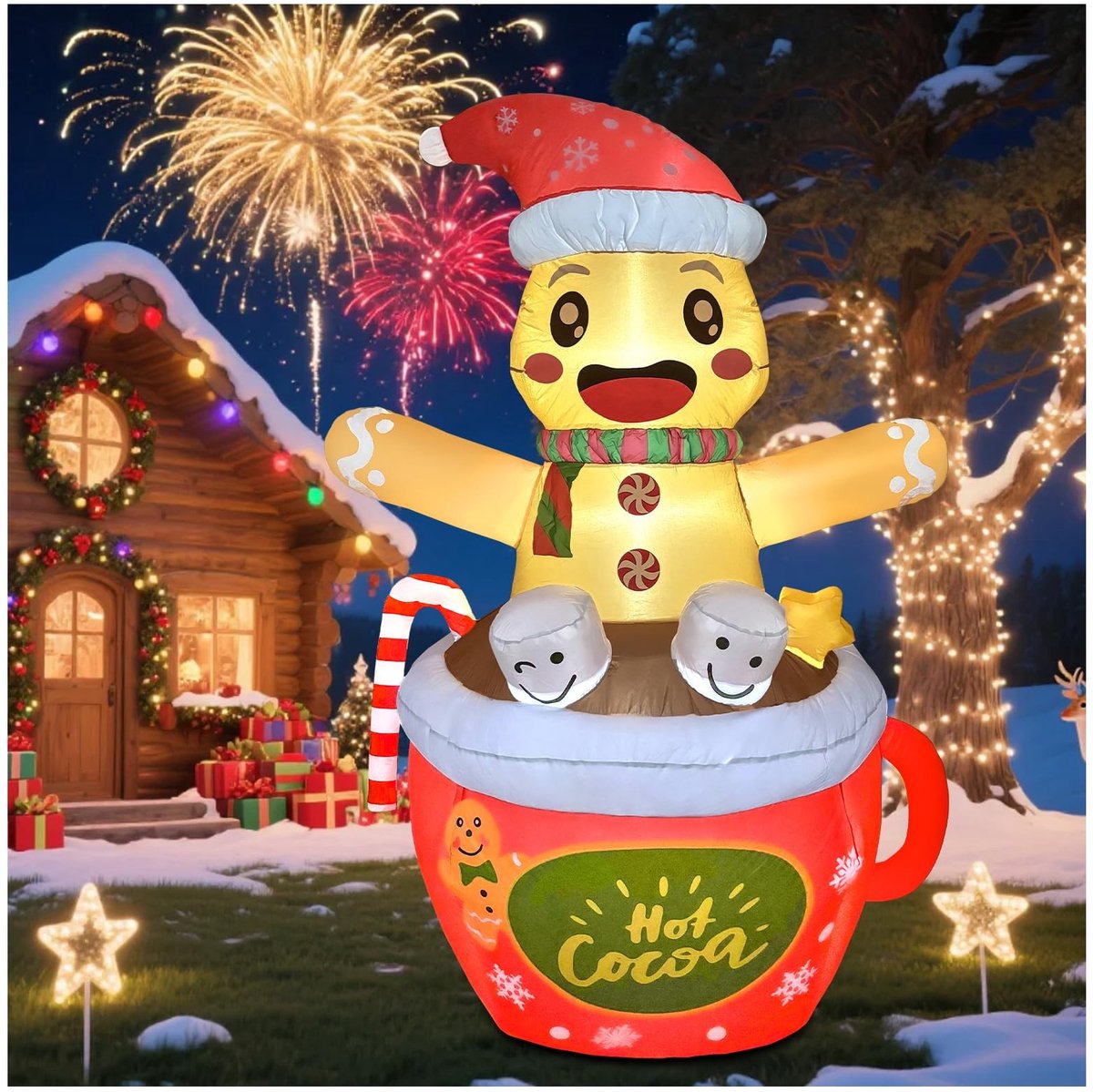 Solidchoice - 1.9 m Inflatable Gingerbread Figure met LED's