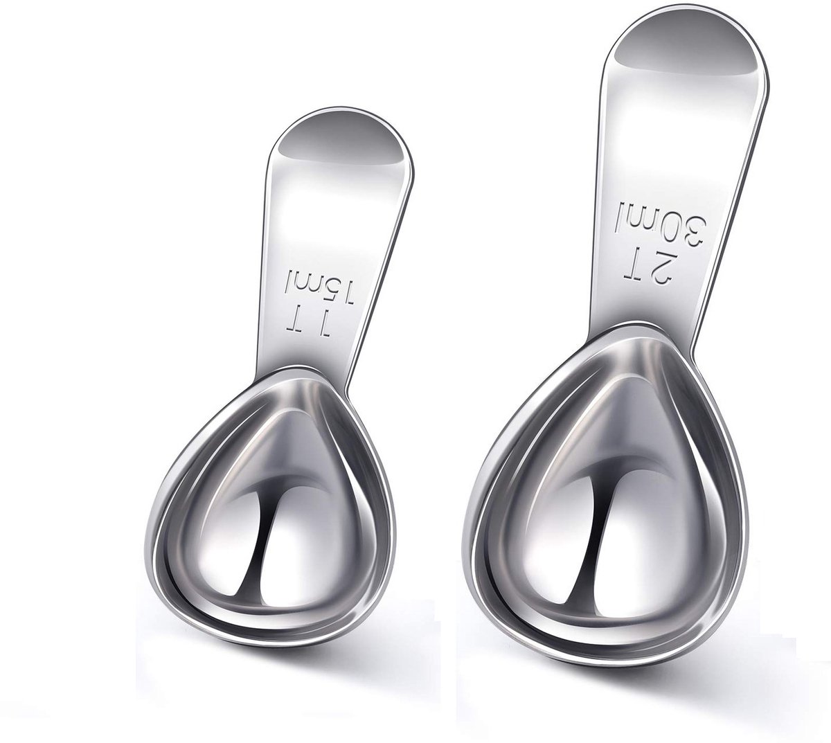 Roestvrijstalen koffiemaatlepels set van 2 stuks (15 ml en 30 ml), precieze maatlepels voor koffie, thee en bakken