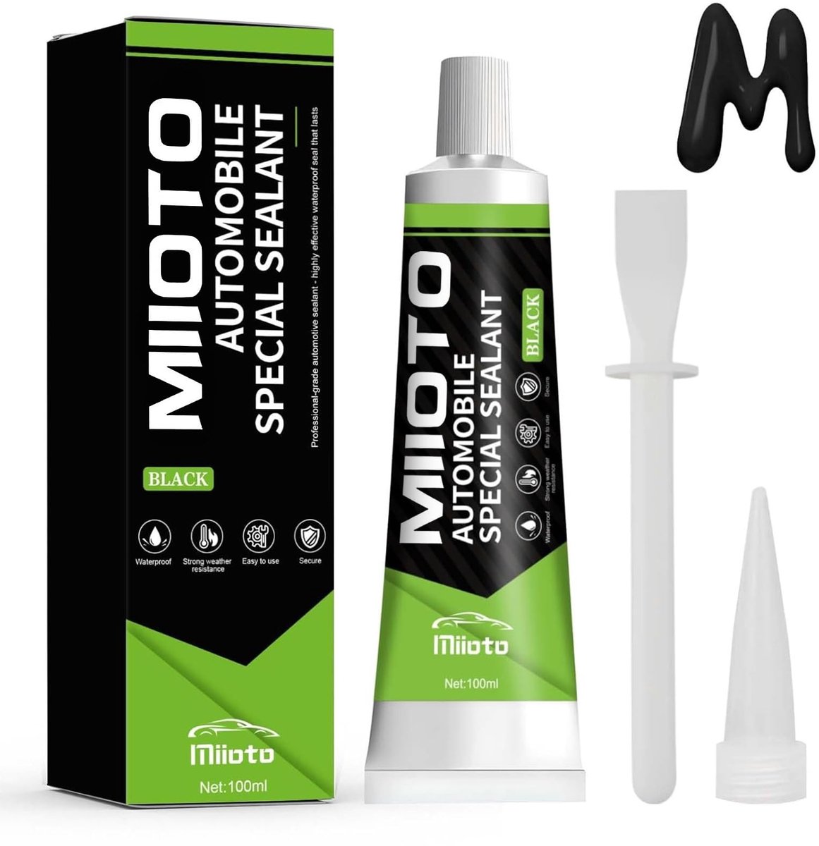 Solidchoice - Zwarte Auto Lijm voor Ramen en Deuren 100 ml