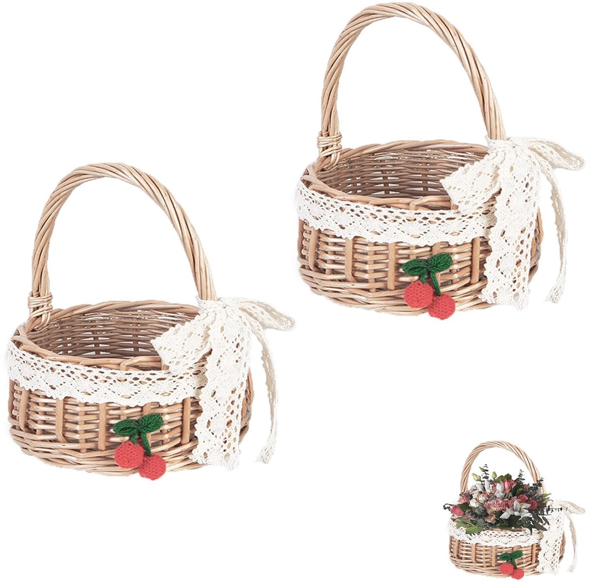 Solidchoice - Set van 2 Woven Bloembakken met Franje