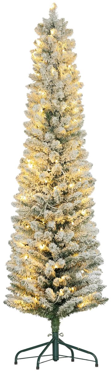 Atlasyx kerstboom - Kerstboom met verlichting - Kunstkerstboom - Kerstversiering - 150 Warmwitte LED’s - 180 x Ø52 cm - Groen/Wit