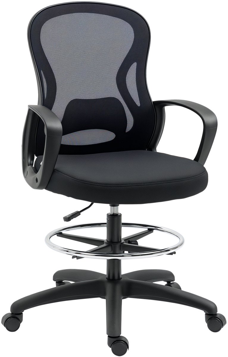 Vinsetto staande bureaustoel - meshstof - 59x65x124cm - zwart