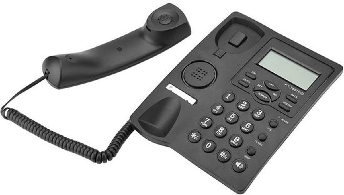 Snoergebonden Telefoon met Handsfree Functie - Desktop Telefoon - 3 Groepen Alarmen - LCD-Display - 5 Groepennummers - ABS-Kunststof