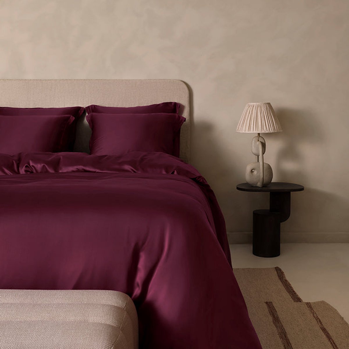 Coco & Cici - Eco Bamboe Sateen Dekbedovertrek Bordeaux - 200x220 + 2 kussenslopen 60x70