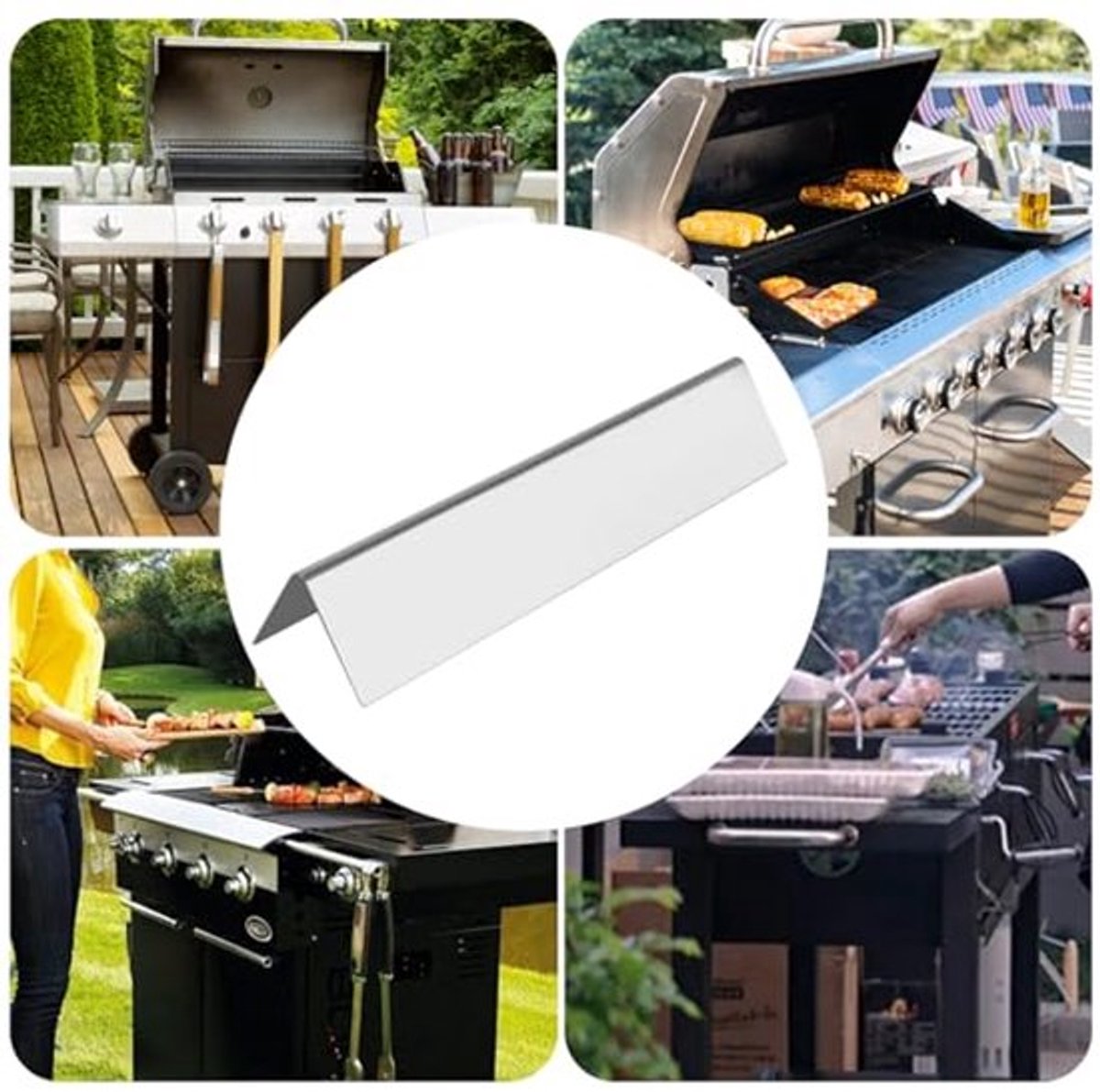 7635 Vlamverdeler Set van 5 RVS 38,8 cm Universele Branderkap Gasgrill Reserveonderdelen