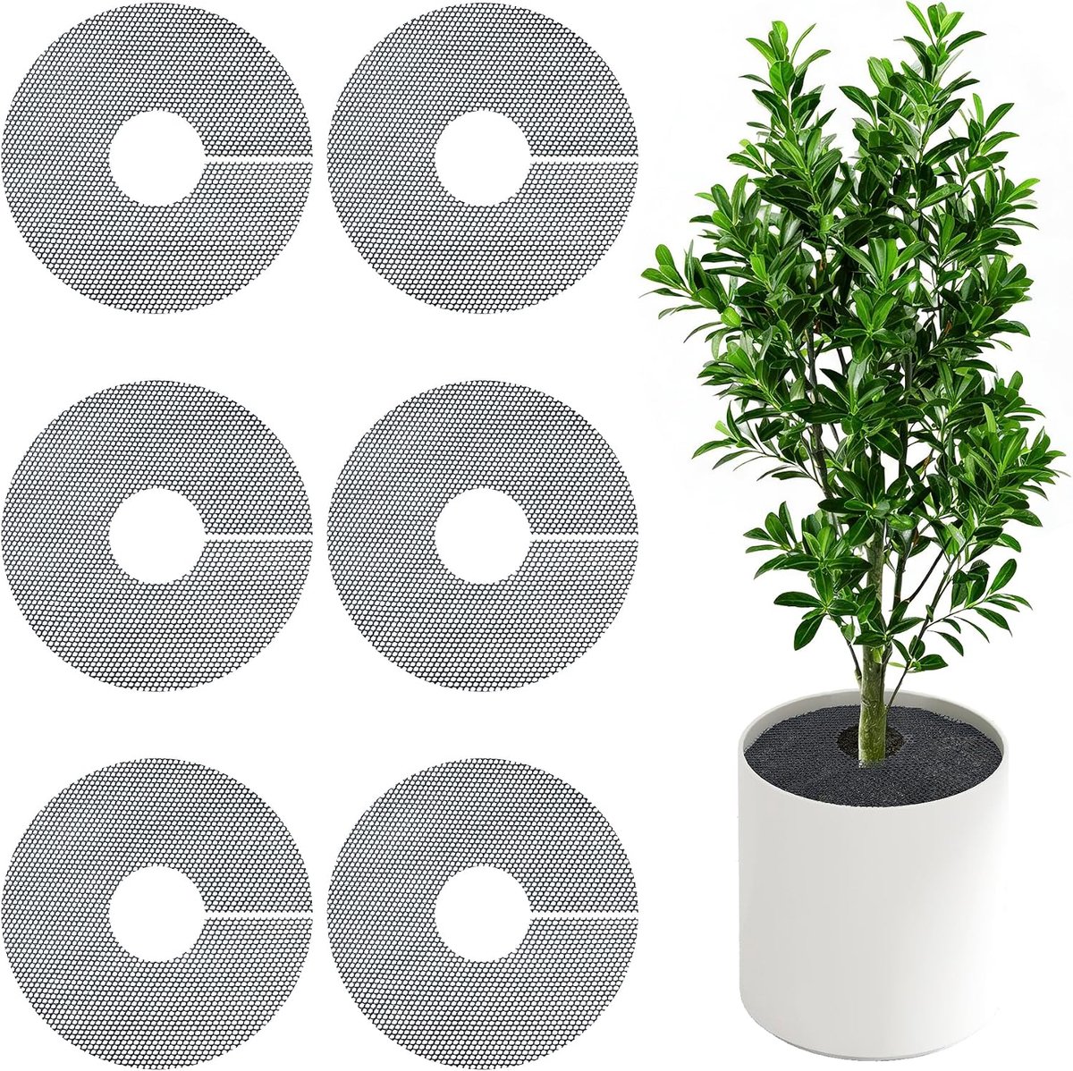 6 Stuks Ronde Plantenpotroosters - Drainage Rooster Planten - Bloempotmat - 30 Cm - Snijbaar - Voor Bonsai, Bloempot of Plantenschotel,Landschapsarchitectuur - Voorkom Dat Huisdieren in De Grond Graven