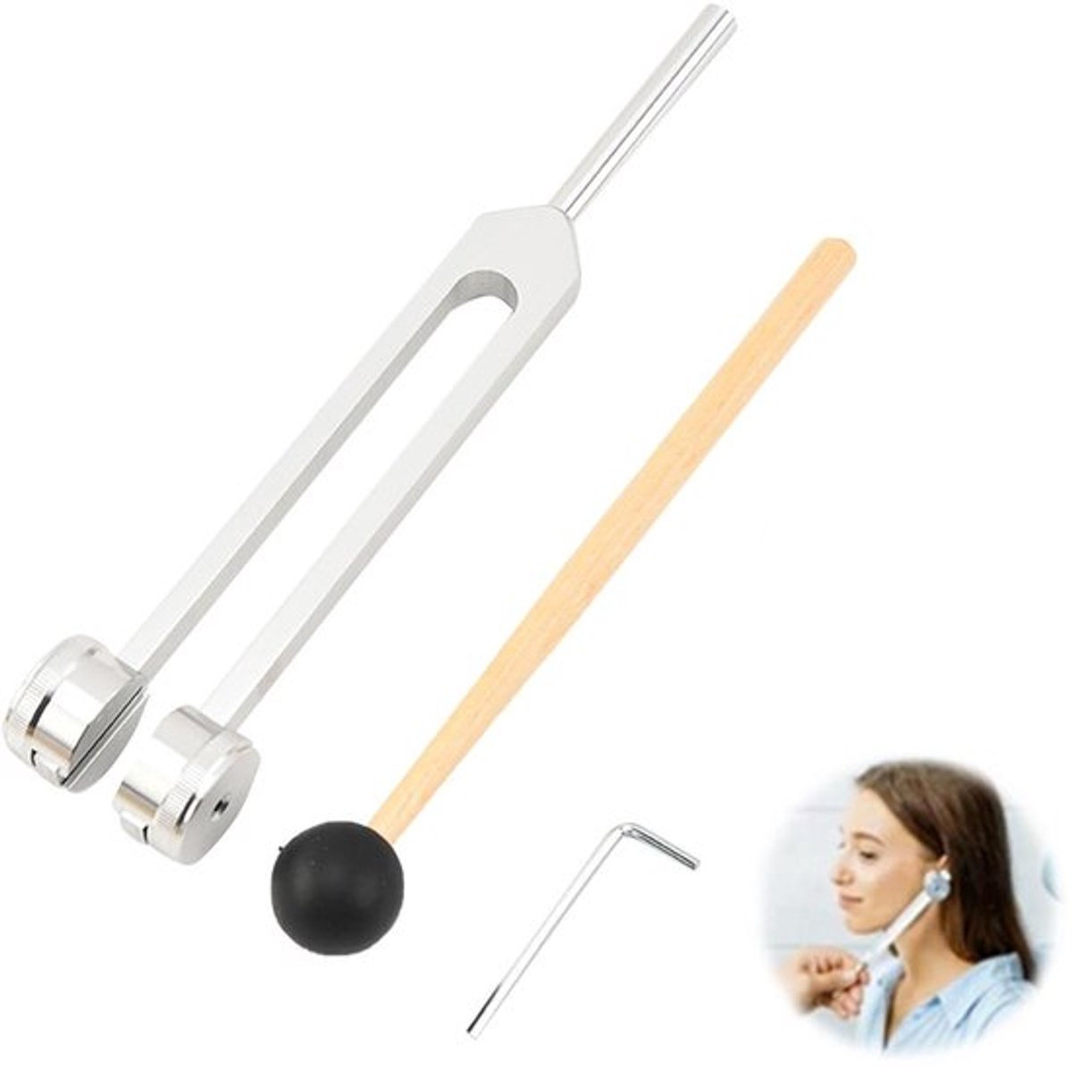 Stemvork 128 Hz - Aluminiumlegering - Siliconen - Klanktherapie - Stressvermindering - Verzilverd - Klankvork