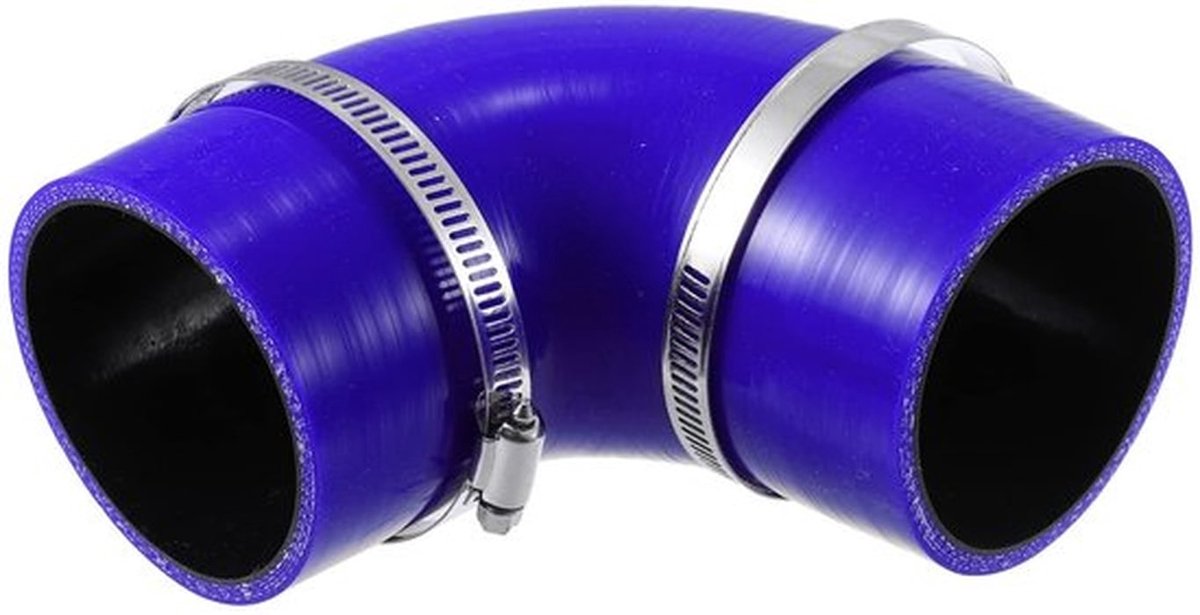 Silicone Reducer 90 Graden - Slang 70mm/2.75" - Kleur Blauw - Universele Pasvorm - Voor Motorkoelsystemen - Schokbestendig Materiaal - Siliconen Slang